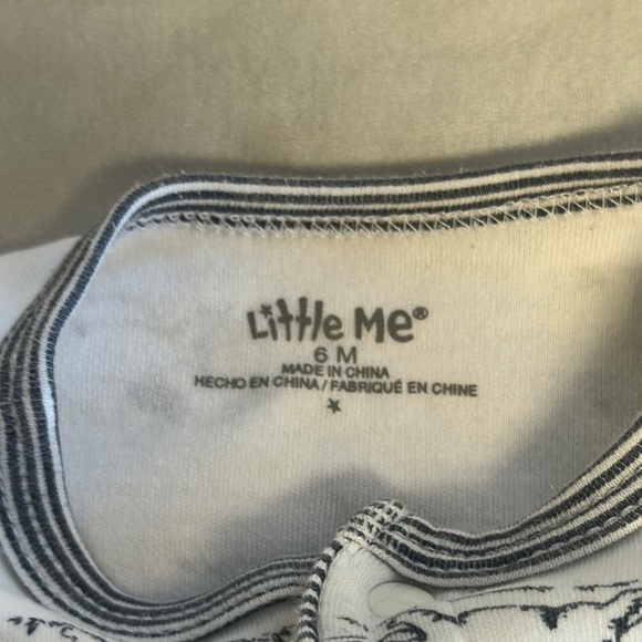 Little Me - White and navy One Piece Footie Sleeper - Picture 2 of 5